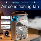 Portable Air Cooler Fan with Handle, Personal Desktop Cooling Fan with Ice/Water Tank, 3 Speeds & Mist Spray Humidifier for Home, Office, and Outdoor Travel